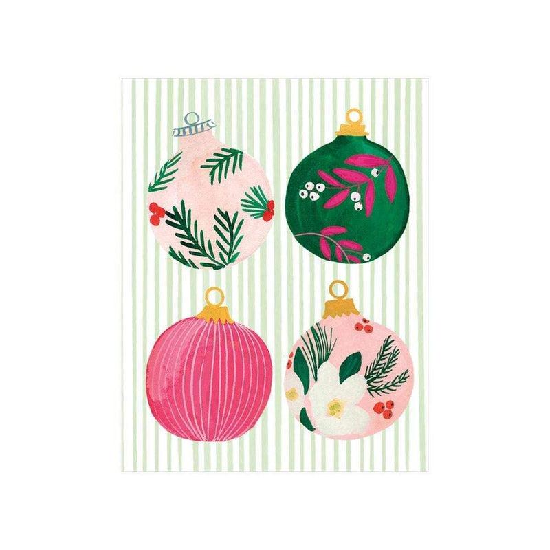 Caspari Painted Ornaments Gift Enclosure Cards - 4 Mini Cards & 4 Envelopes