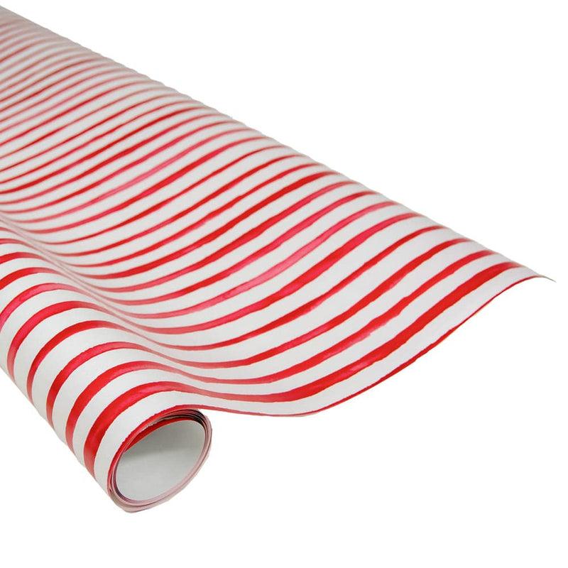 caspari Painterly Stripe Red & White Gift Wrap - One 30" X 8' Roll