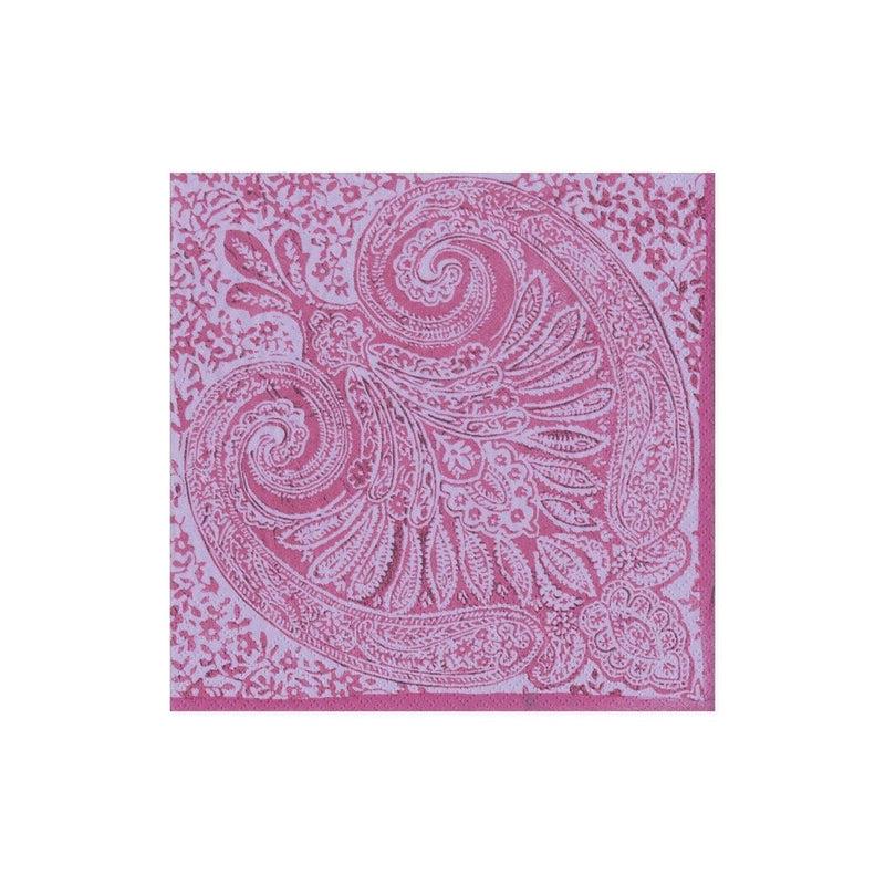 caspari Paisley Medallion Paper Cocktail Napkins in Raspberry - 20 Per Package