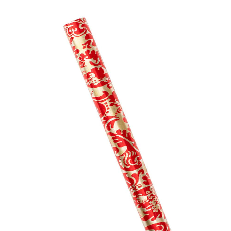 Caspari Palazzo Foil Metallic Gift Wrapping Paper In Red & Gold - 30" X 6' Roll