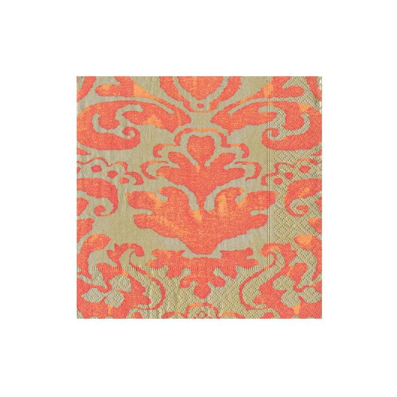 Caspari Palazzo Paper Cocktail Napkins In Coral - 20 Per Package
