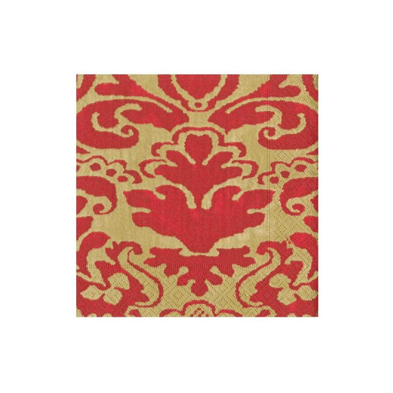 Caspari Palazzo Paper Cocktail Napkins In Red - 20 Per Package
