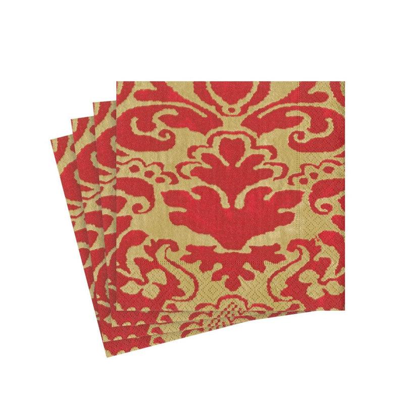 caspari Palazzo Paper Cocktail Napkins in Red - 20 Per Package