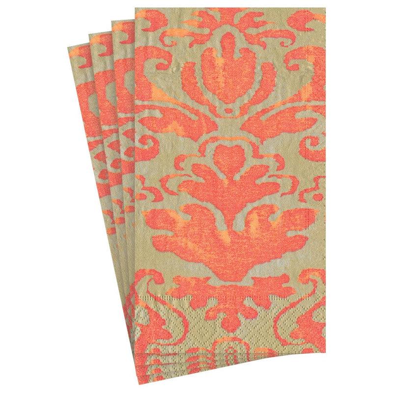 Caspari Palazzo Paper Guest Towel Napkins In Coral - 15 Per Package