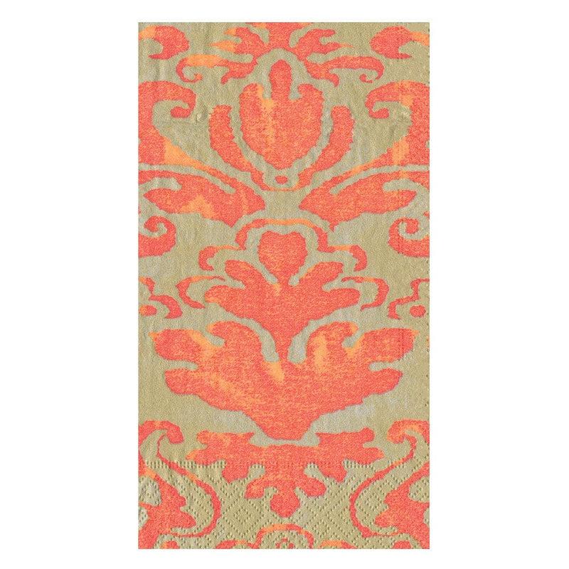 caspari Palazzo Paper Guest Towel Napkins in Coral - 15 Per Package