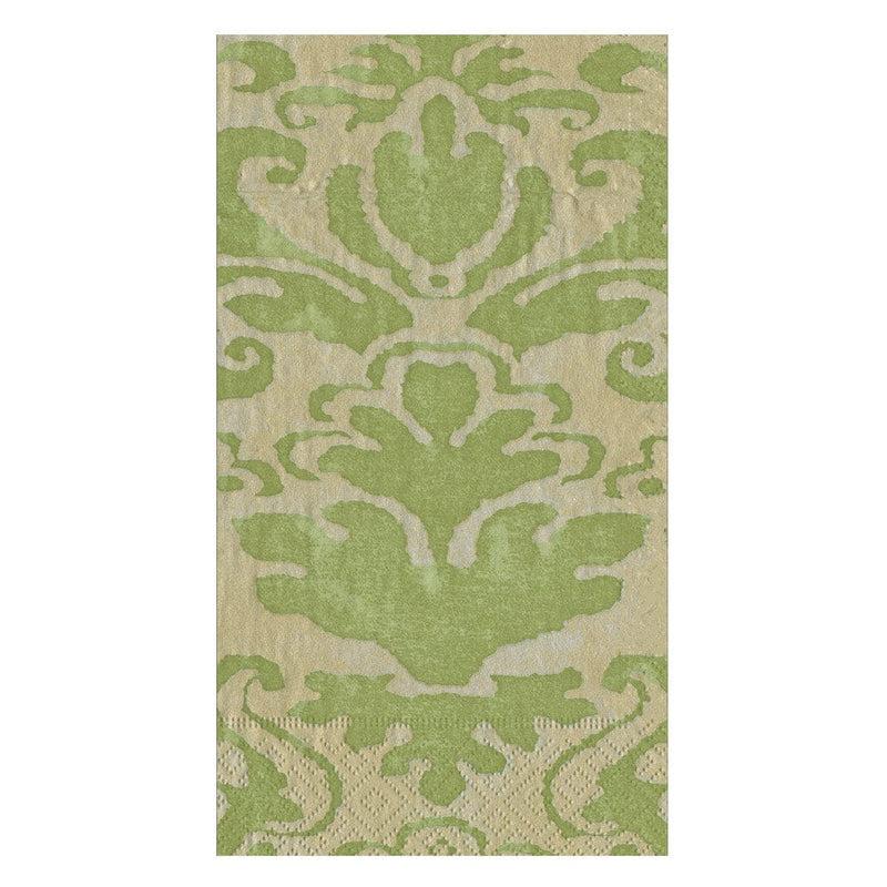 caspari Palazzo Paper Guest Towel Napkins in Moss Green - 15 Per Package
