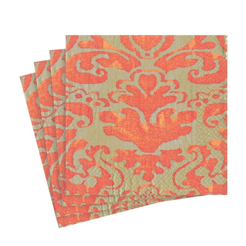 Caspari Palazzo Paper Luncheon Napkins In Coral - 20 Per Package