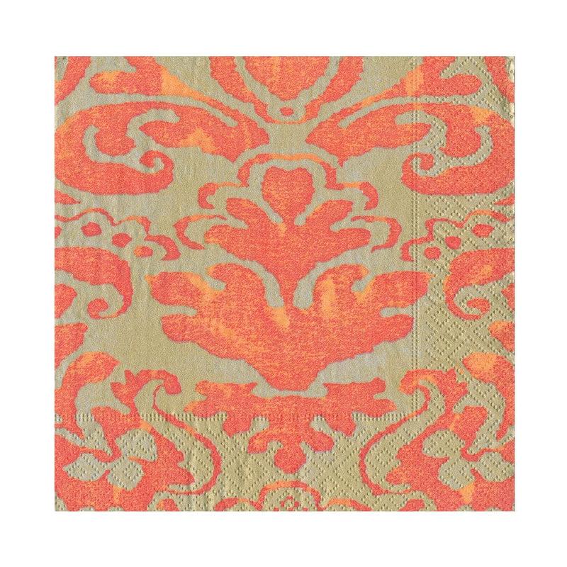 caspari Palazzo Paper Luncheon Napkins in Coral - 20 Per Package