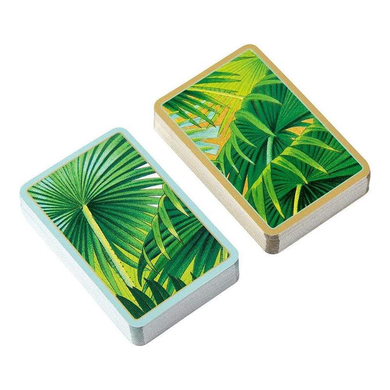 Caspari Palm Fronds Large Type Bridge Gift Set - 2 Playing Card Decks & 2 Score Pads