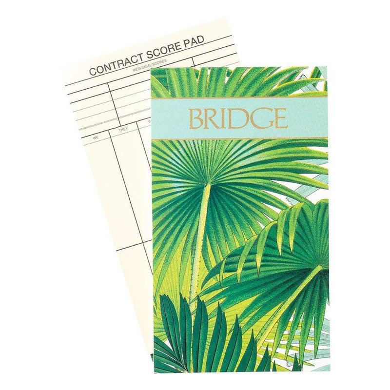 Caspari Palm Fronds Large Type Bridge Gift Set - 2 Playing Card Decks & 2 Score Pads