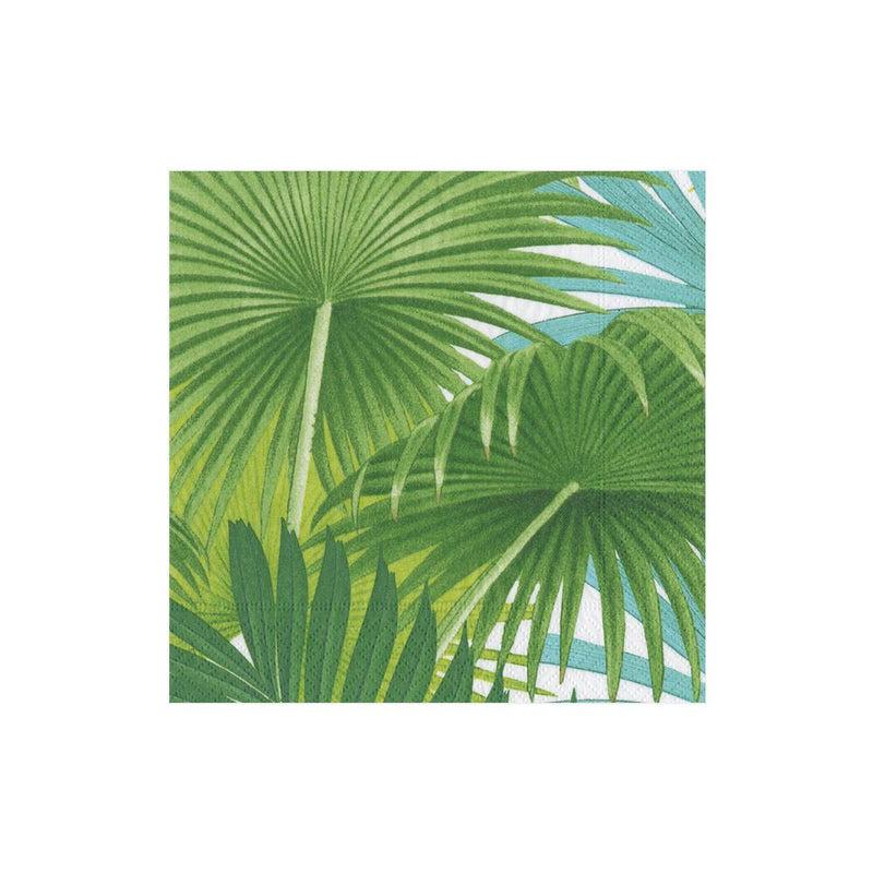 Caspari Palm Fronds Paper Cocktail Napkins In White - 20 Per Package