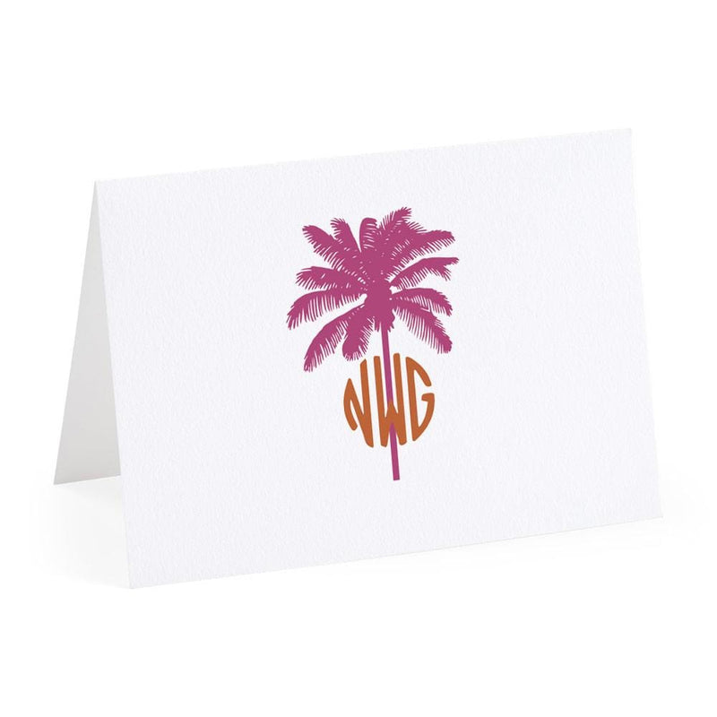 caspari Palm Tree Personalized Monogram Folded Note Cards