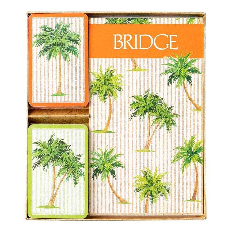 caspari Palms Bridge Gift Set - 2 Playing Card Decks & 2 Score Pads