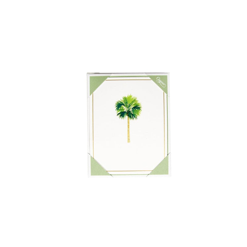 Caspari Palms Foil Boxed Note Cards - 10 Cards And 10 Envelopes Per Package