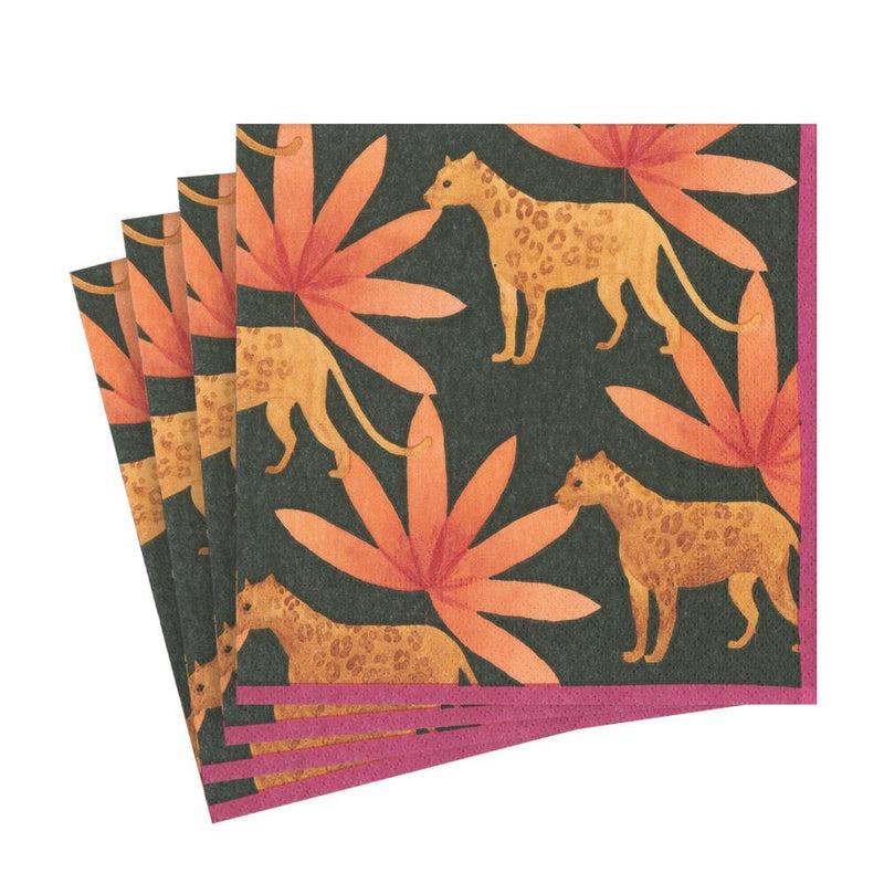 Caspari Panthera Paper Luncheon Napkins In Fuchsia - 20 Per Package