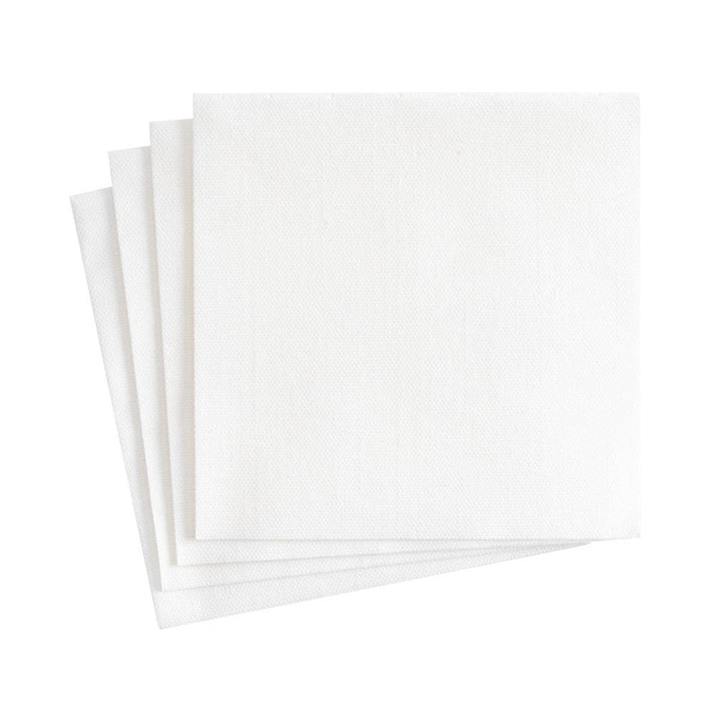 caspari Paper Linen Solid Cocktail Napkins in White - 15 Per Package