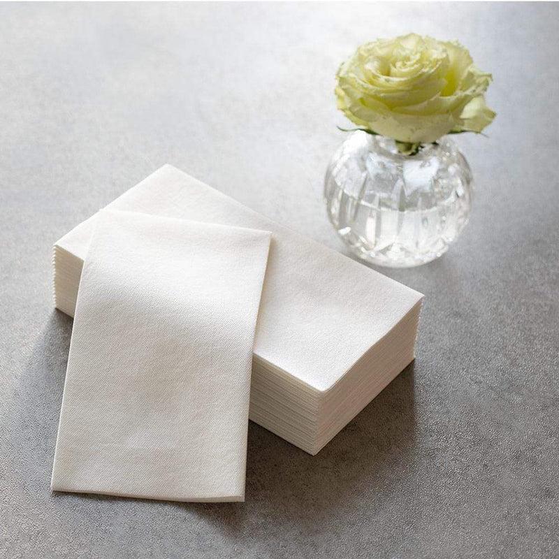 Caspari Paper Linen Solid Guest Towel Napkins In White - 12 Per Package