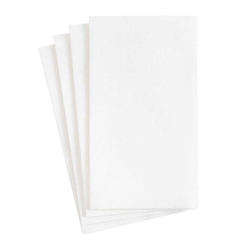 caspari Paper Linen Solid Guest Towel Napkins in White - 12 Per Package