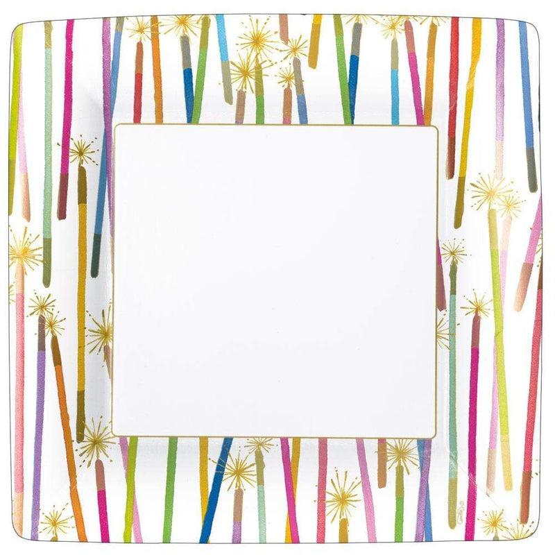 Caspari Party Candles Square Paper Dinner Plates - 8 Per Package