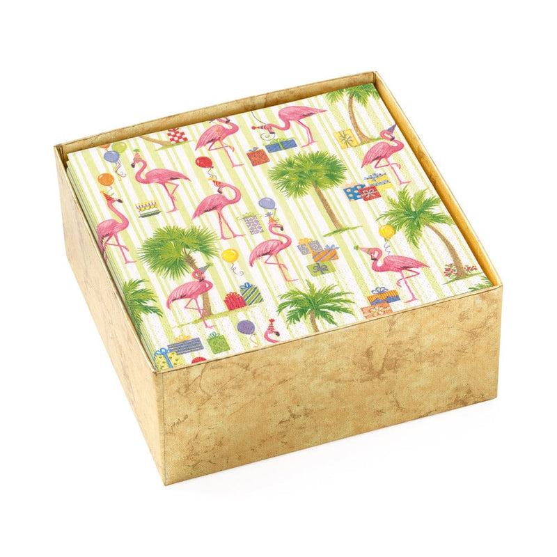 caspari Party Flamingos Boxed Paper Cocktail Napkins - 40 Per Box