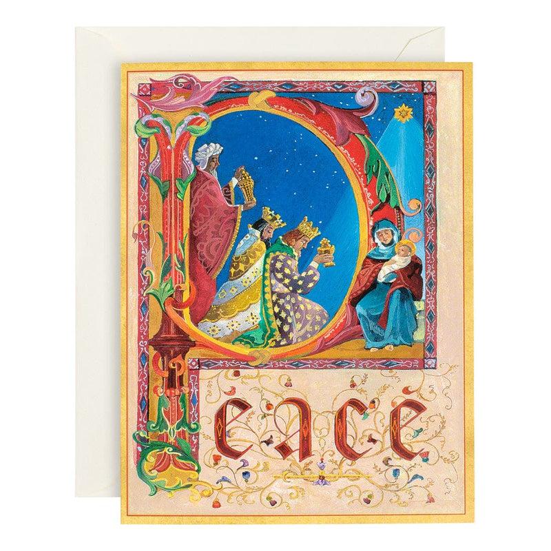 caspari Peace Illumination Large Boxed Christmas Cards - 15 Cards & 15 Envelopes