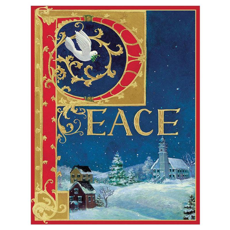caspari Peace Large Boxed Christmas Cards - 15 Cards & 15 Envelopes