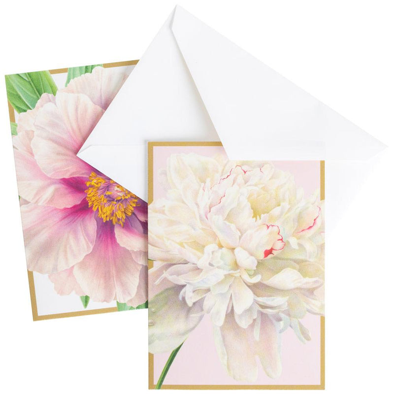 Caspari Peony Boxed Note Cards - 8 Note Cards & 8 Envelopes