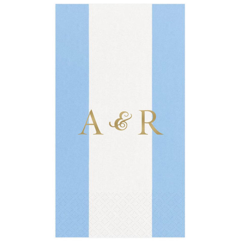 caspari Personalized Double Initial Bandol Stripe Guest Towel Napkins