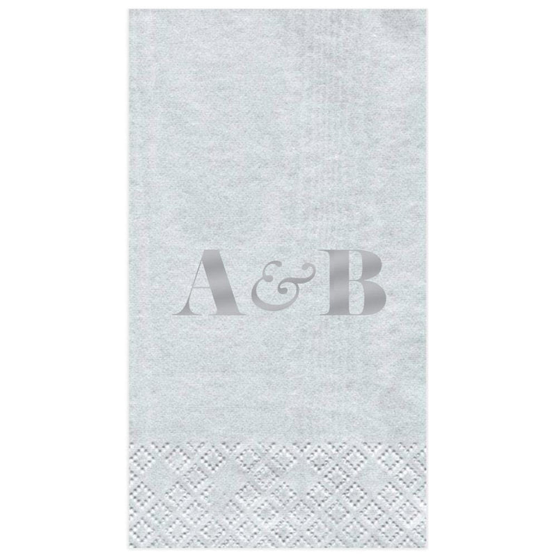 Caspari Personalized Double Initial Moiré Guest Towel Napkins