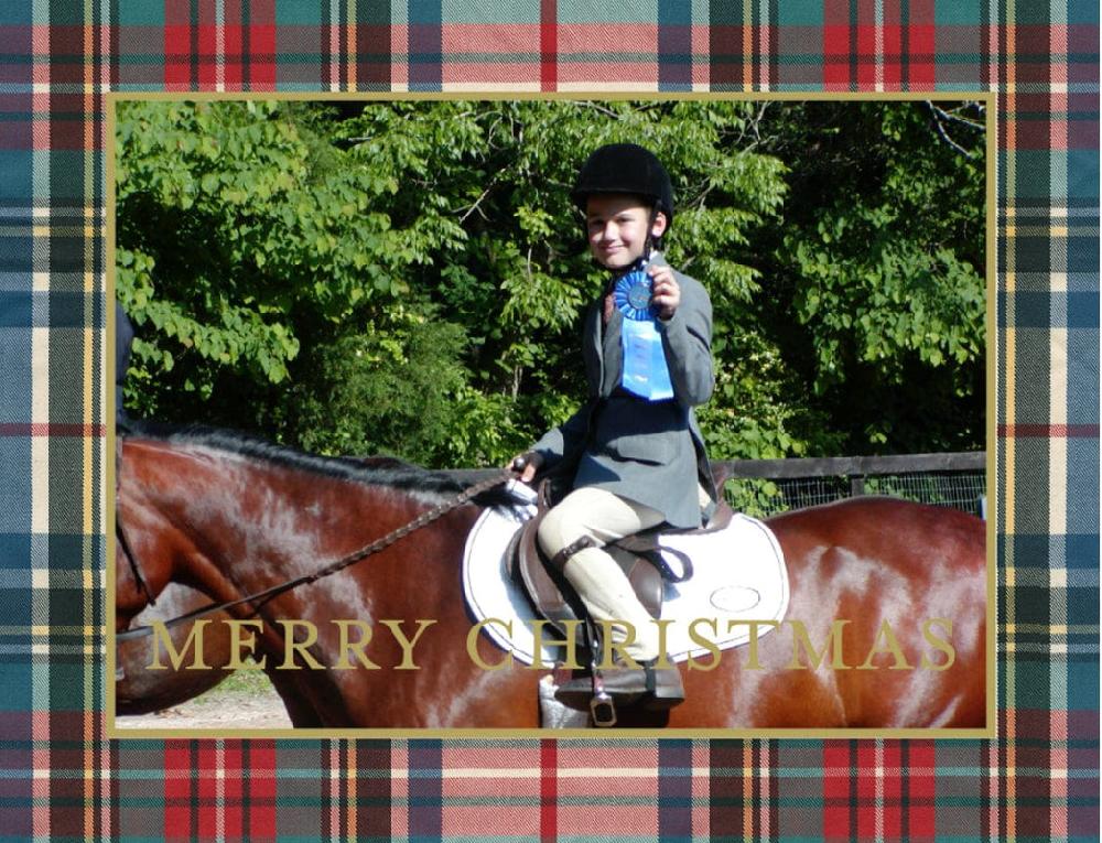 caspari Personalized Dress Stewart Tartan Foil Holiday Photo Cards - Landscape