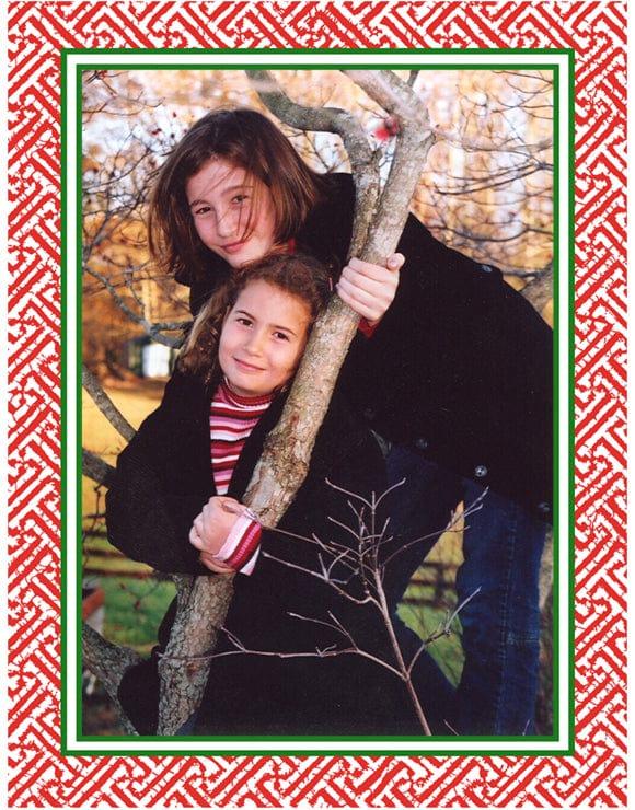 caspari Personalized Fretwork Red Holiday Photo Cards - Portrait