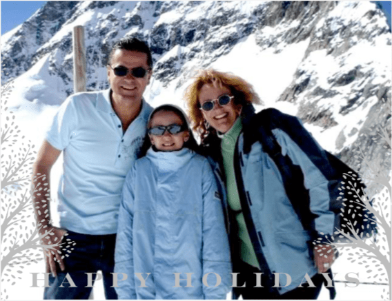 caspari Personalized Happy Holidays Trees Foil Holiday Photo Cards - Landscape
