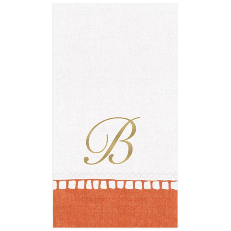 caspari Personalized Single Initial Linen Border Guest Towel Napkins