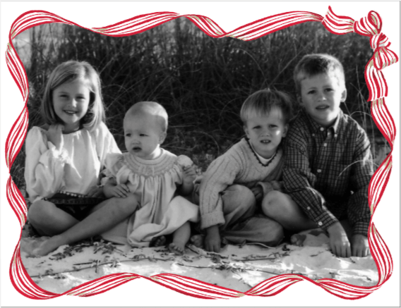 caspari Personalized Striped Ribbon Holiday Photo Cards - Landscape