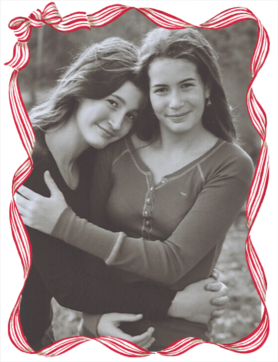 caspari Personalized Striped Ribbon Holiday Photo Cards - Portrait