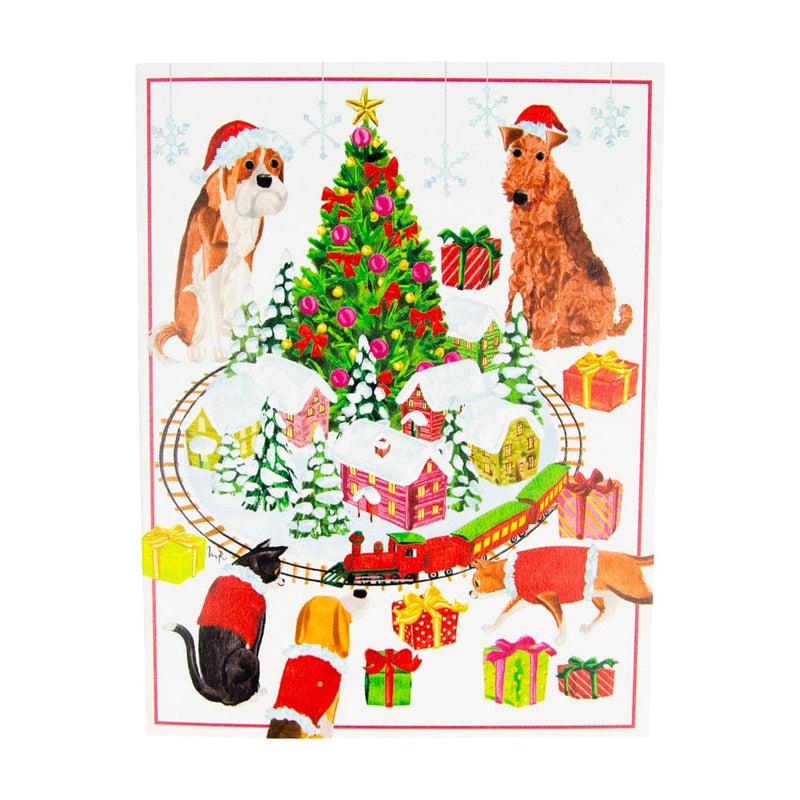 caspari Pets With Model Train Personalized Christmas Cards