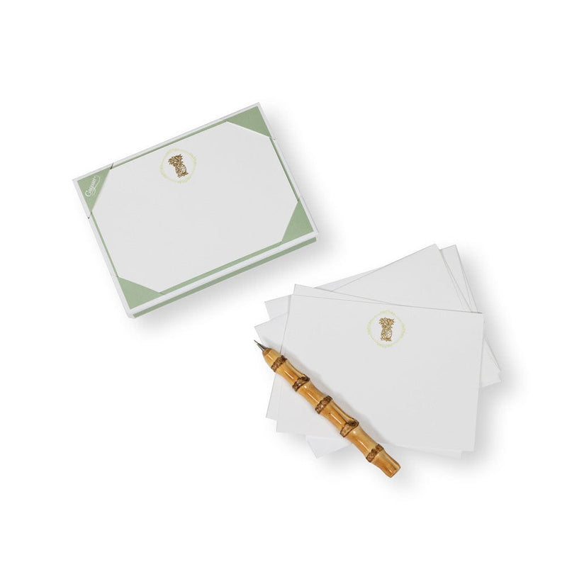 Caspari Pineapple Crest Foil Correspondence Cards - 12 Per Package