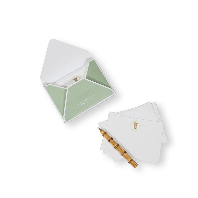 Caspari Pineapple Crest Foil Correspondence Cards - 12 Per Package