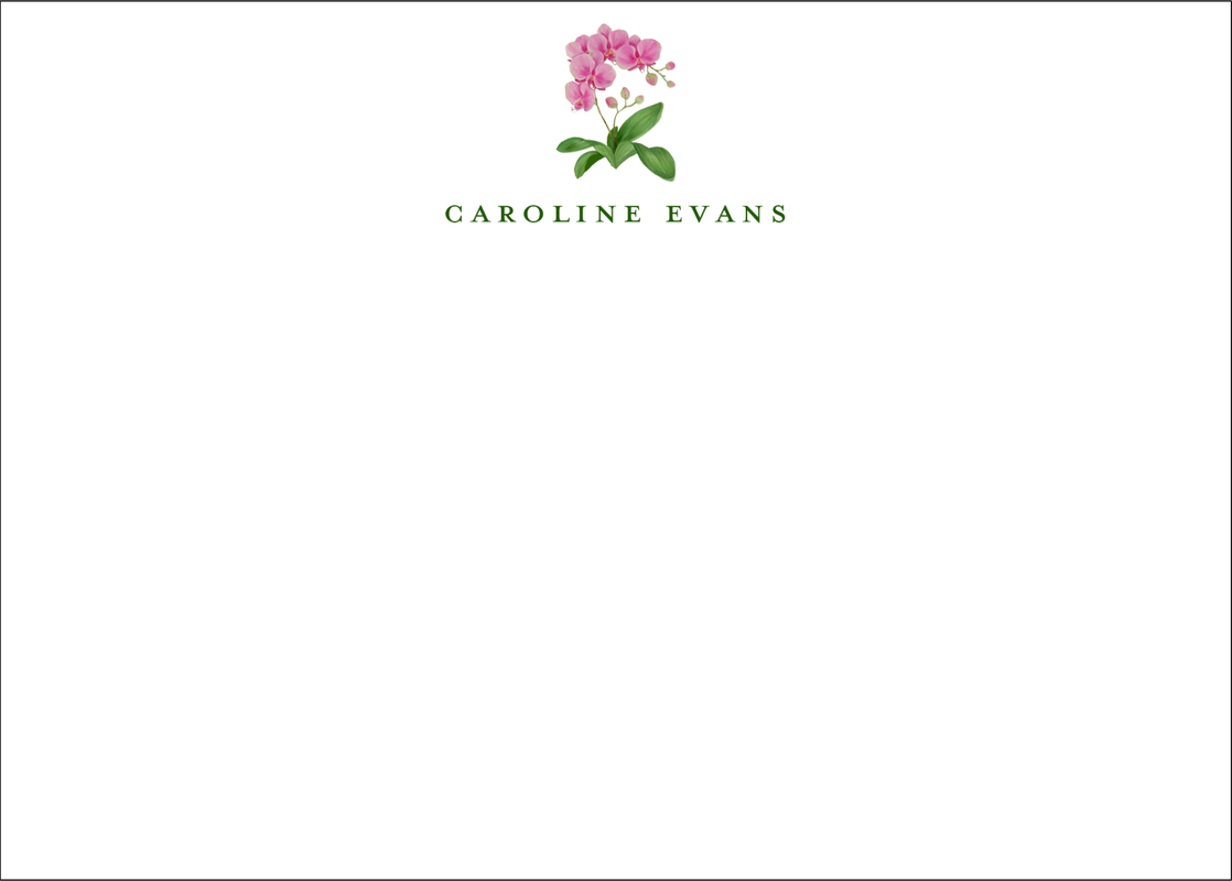 caspari Pink Orchid Personalized Correspondence Cards