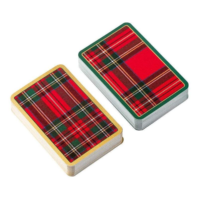 Caspari Plaid Large Type Bridge Gift Set - 2 Playing Card Decks & 2 Score Pads