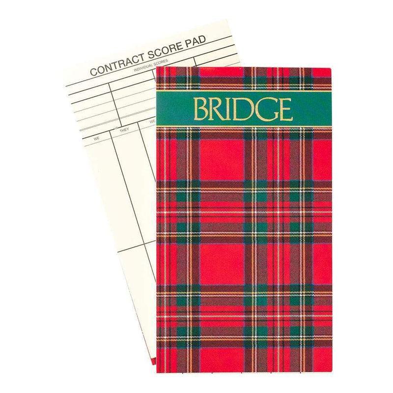 Caspari Plaid Large Type Bridge Gift Set - 2 Playing Card Decks & 2 Score Pads