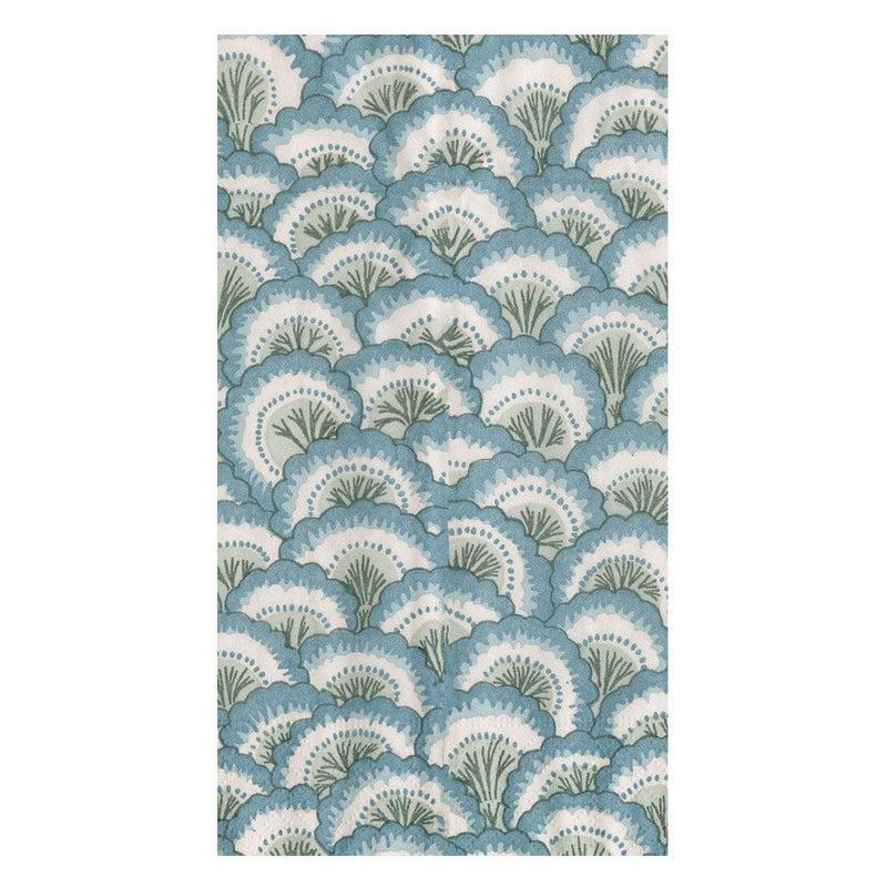 caspari Pontchartrain Scallop Blue Guest Towel Napkins - 15 Per Package