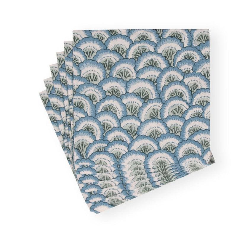 Caspari Pontchartrain Scallop Blue Luncheon Napkins - 20 Per Package