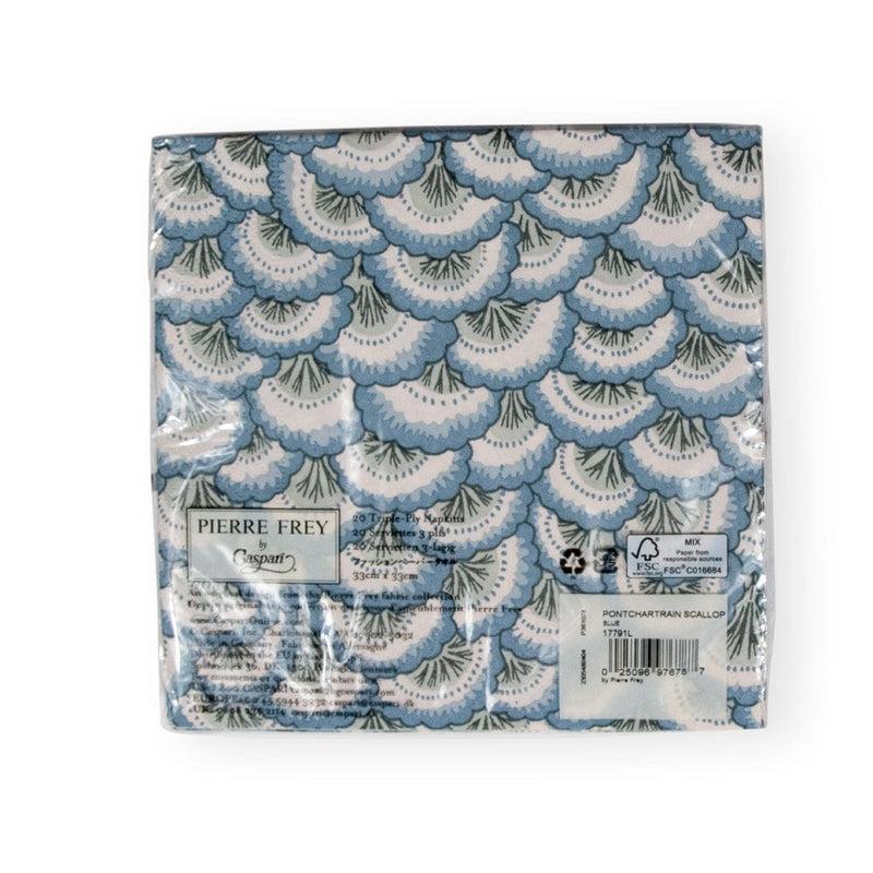 Caspari Pontchartrain Scallop Blue Luncheon Napkins - 20 Per Package