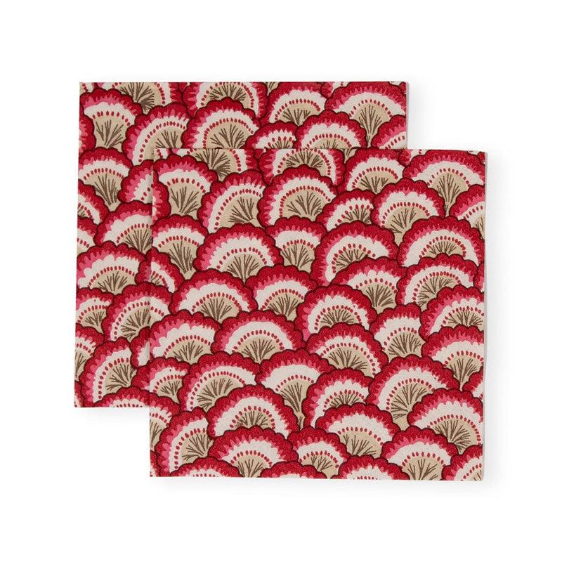 Caspari Pontchartrain Scallop Red Cocktail Napkins - 20 Per Package