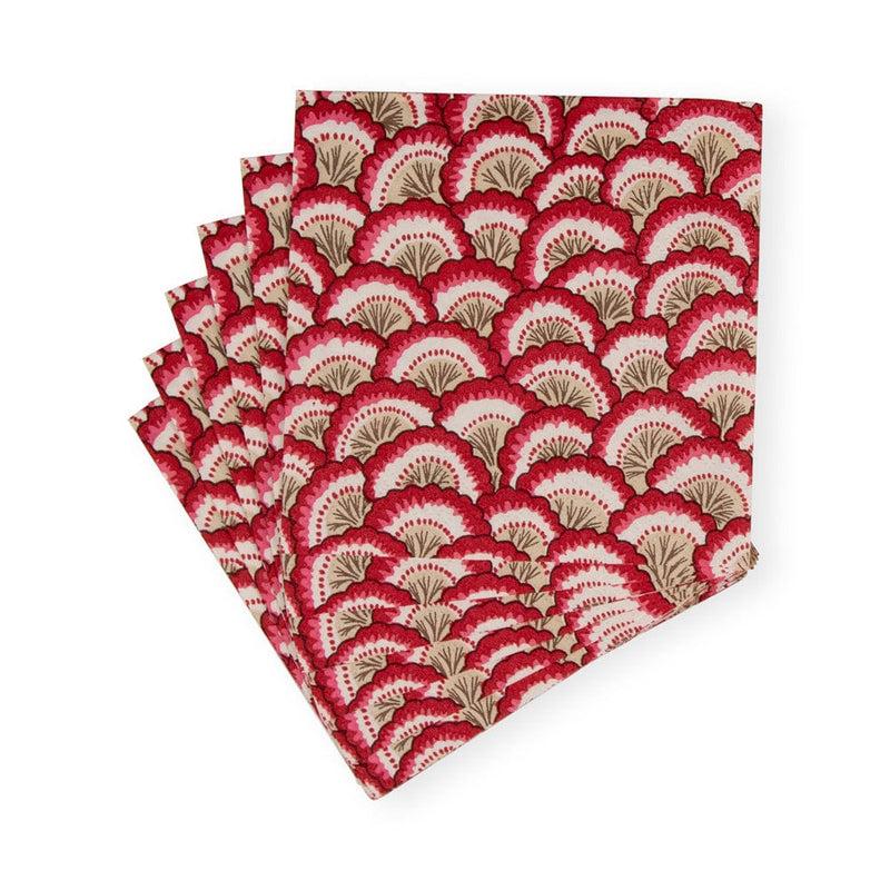 Caspari Pontchartrain Scallop Red Cocktail Napkins - 20 Per Package