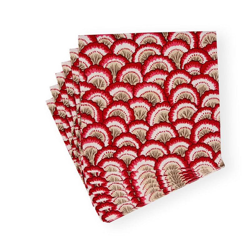 Caspari Pontchartrain Scallop Red Luncheon Napkins - 20 Per Package