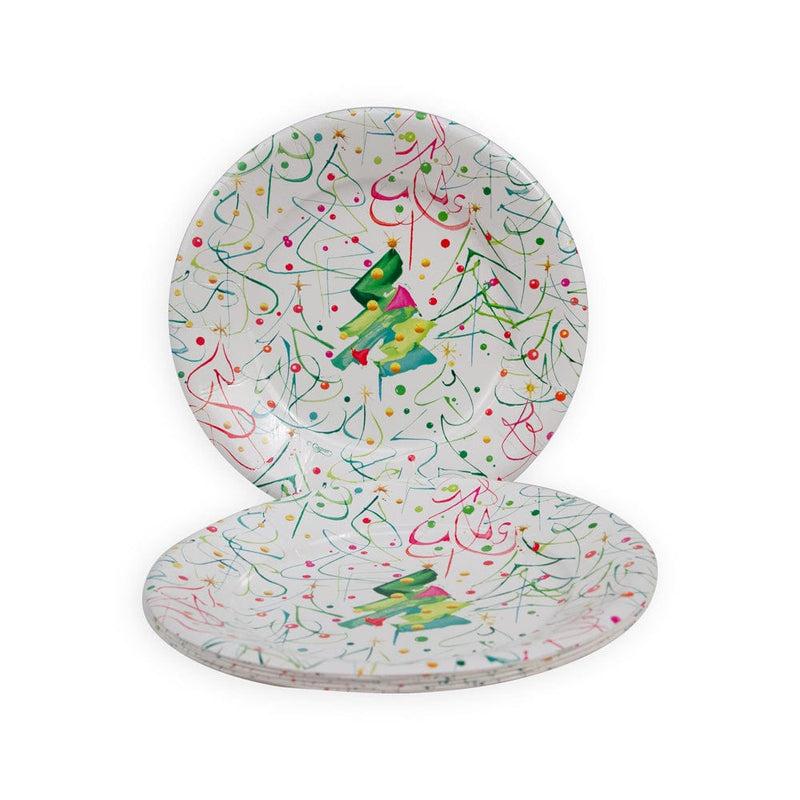 Caspari Pop Christmas Salad & Dessert Plates - 8 Per Package