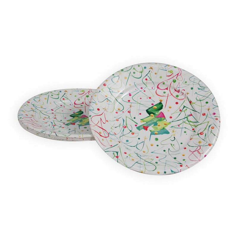 Caspari Pop Christmas Salad & Dessert Plates - 8 Per Package