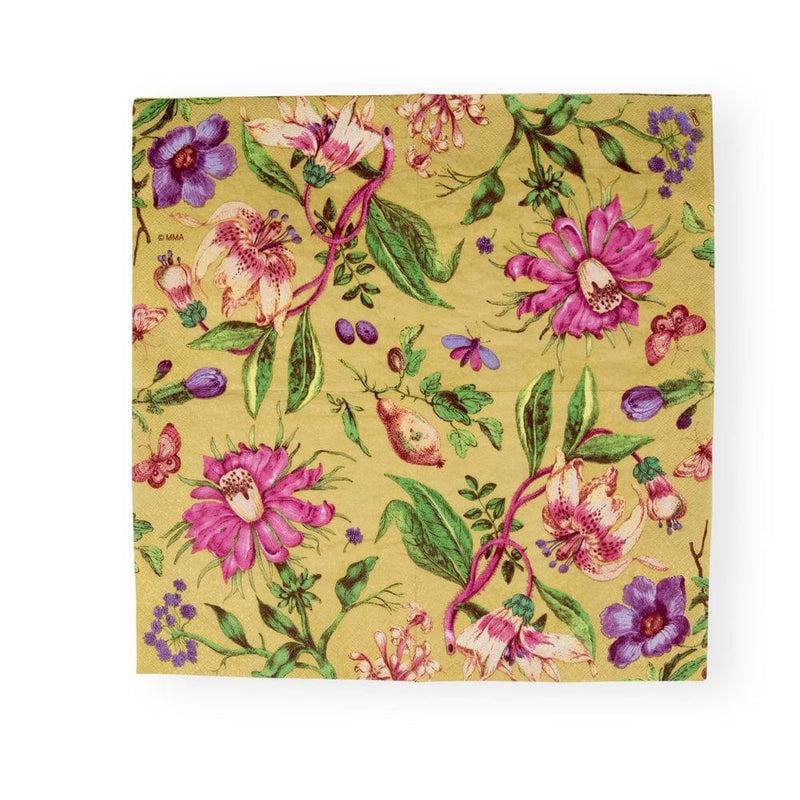 Caspari Porcelain Blooms Gold Luncheon Napkins - 20 Per Package